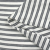 Jersey de coton flammé rayé bleu nuit et blanc