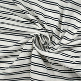 Jersey de coton flammé rayé bleu nuit et blanc