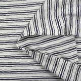 Jersey de polyester fin rayé et dévoré marine et blanc