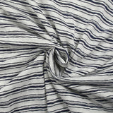 Jersey de polyester fin rayé et dévoré marine et blanc