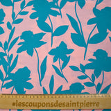 Viscose imprimée Linda bleu fond rose