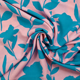 Viscose imprimée Linda bleu fond rose