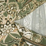 Satin polyester imprimé cachemire en frise fond kaki