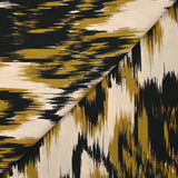 Printed viscose mystical leaves ocher beige background