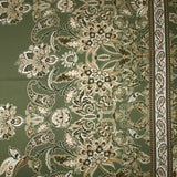 Satin polyester imprimé cachemire en frise fond kaki