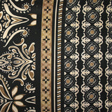 Satin polyester imprimé frise et baroque fond noir