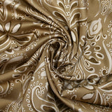 Satin polyester imprimé baroque fond beige