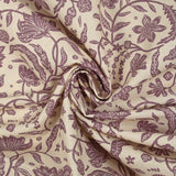 Coton indien imprimé Tirian violet fond écru