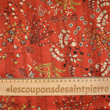 Printed muslin satin band Eglantine brown background