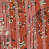 Printed muslin satin band Eglantine brown background