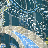 Printed muslin with cashmere satin stripe and duck background