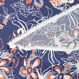 Viscose imprimée Moana corail fond bleu charrette