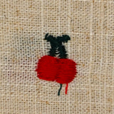 Cherry embroidered viscose linen with string background