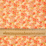 Crecon Viscose Flower Coral Fondo amarillo