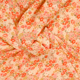 Crecon Viscose Flower Coral Fondo amarillo