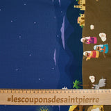 Cotton Printed Les Rois Magi Fond Marine