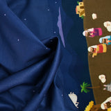 Cotton Printed Les Rois Magi Fond Marine