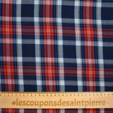 Coton tissé-teint carreaux écossais marine et marron