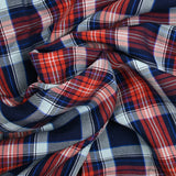 Coton tissé-teint carreaux écossais marine et marron