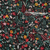 Mousseline crinkle imprimée irisée marguerite fond noir