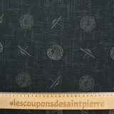 Viscose imprimée parasol et crustacé fond anthracite