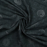 Viscose imprimée parasol et crustacé fond anthracite