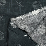 Viscose imprimée parasol et crustacé fond anthracite