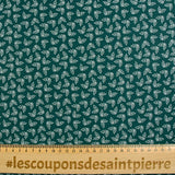 Popeline de coton imprimée houx fond vert