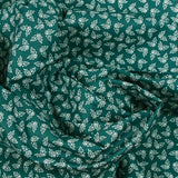 Popeline de coton imprimée houx fond vert
