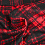 Laine mélangée tartan à poils longs rouge et noir