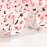 Cotton poplin printed raspberry barley sugar white background