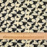 Mousseline imprimée irisé échiquier noir fond écru
