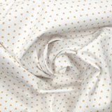 Piqué de coton imprimé coeur camel fond blanc