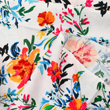 Viscose printed battle of flowers white background