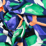 Viscose imprimée fougère verte fond marine