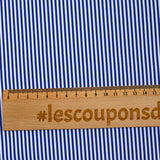 Polyester rayé 2mm marine fond blanc