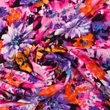 Viscose imprimée nuage de fleurs fond rose