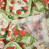 Polycotton Printed Christmas greeting cards Bordeaux background