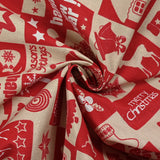 Polycoton imprimé damier de Noël rouge et beige