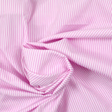 Polycoton rayé rose 1mm fond blanc