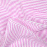 Polycoton rayé rose 1mm fond blanc