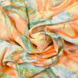 Viscose imprimée ouragan orange et vert