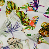 Viscose imprimée jungle verte fond blanc cassé