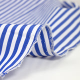 Polycoton rayé bleu 5mm fond blanc