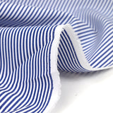Polycoton rayé marine 1mm fond blanc