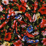 Viscose printed red floral link black background