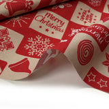 Polycoton imprimé damier de Noël rouge et beige