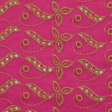 Beige scalloped English embroidery Éléonore fuchsia background