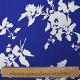 Viscose imprimée silhouette florale fond bleu électrique
