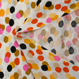 Viscose imprimée confettis rose, corail et mordoré fond blanc